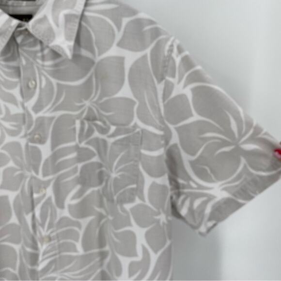 Toes to the Nose Hawaiian shirt grey white mens size large linen blend - Picture 2 of 10